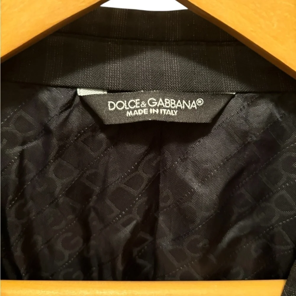Dolce & Gabbana Blazer 52EU/42US Black Striped Silk Wool Blend Suit Jacket Italy